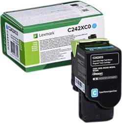 Tonercartridge Lexmark C242XC0 EHC 3.5K cyaan