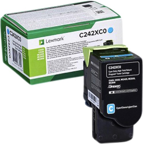Tonercartridge Lexmark C242XC0 EHC 3.5K cyaan