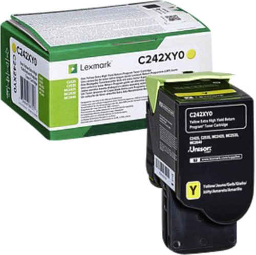 Tonercartridge Lexmark C242XY0 EHC 3.5K geel