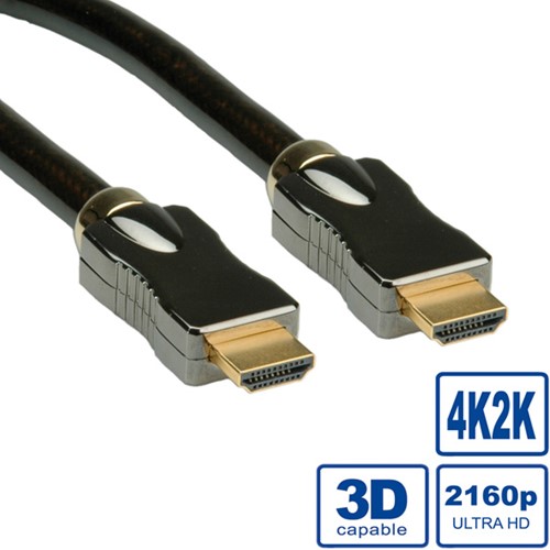 Kabel HDMI ultra HD + ethernet male/male  3 meter zwart