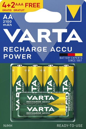 Batterij oplaadbaar Varta AA Ready2Use 2100maH pk/4