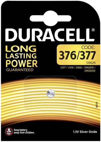 Batterij knoopcel Duracell 377 Duralock zilver oxide