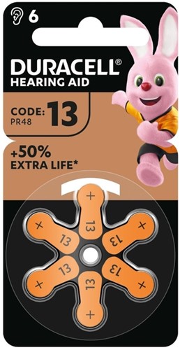 Batterij Duracell DA13 hearing aid pk/6