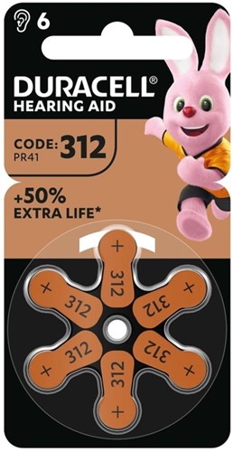 Batterij Duracell DA312 hearing aid pk/6