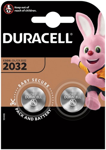 Batterij knoopcel Duracell CR2032 Lithium 2/pk