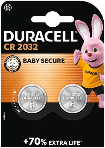Batterij knoopcel Duracell CR2032 Lithium 2/pk