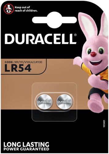 Batterij knoopcel Duracell LR54 Alkaline ds/2
