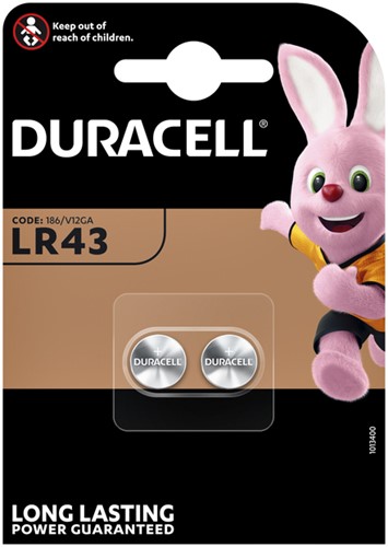 Batterij knoopcel Duracell LR43 pak/2
