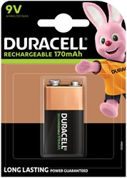 Batterij oplaadbaar Duracell plus 9V 170mAh