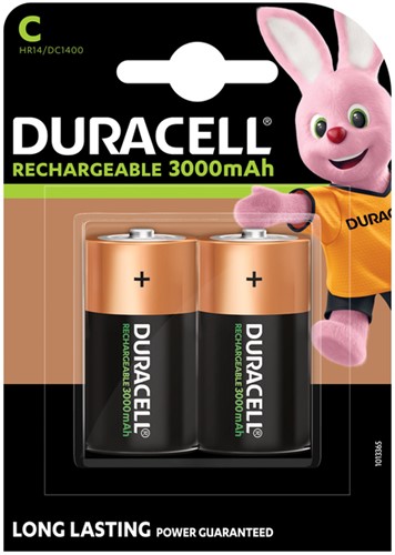 Batterij oplaadbaar Duracell plus C 3000mAh pk/2