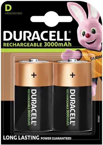 Batterij oplaadbaar Duracell plus D 3000mAh pk/2