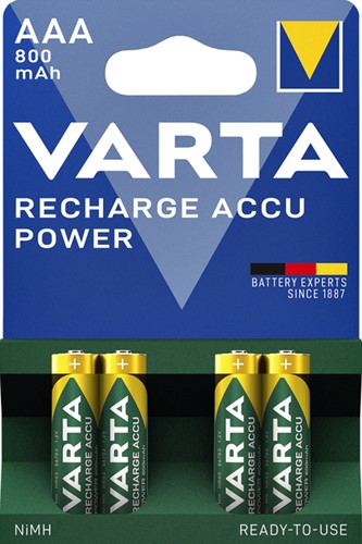 Batterij oplaadbaar Varta AAA Ready2Use 800mAh pk/4