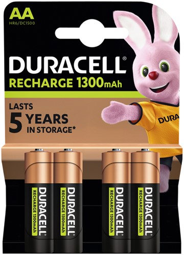 Batterij oplaadbaar Duracell plus AA 1300mAh pk/4