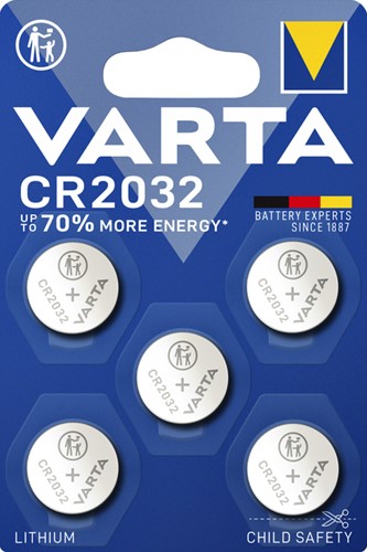Batterij knoopcel Varta CR2032 3V Lithium 5/st