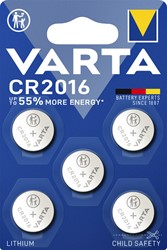 Batterij knoopcel Varta CR2016 3V Lithium 5/st