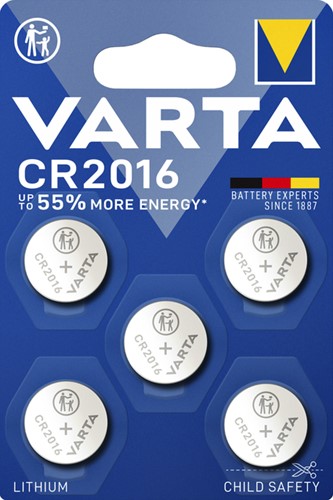 Batterij knoopcel Varta CR2016 3V Lithium 5/st