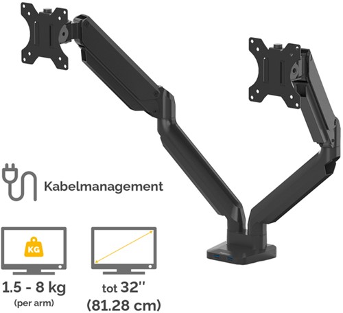Monitorarm Fellowes Platinum Series Dual zwart-3