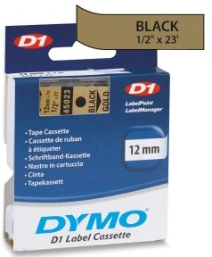Dymotape D1 12mm zwart op goud 45023