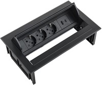 Elektrificatie inbouwunit Filex Power Desk In 2x230V - 1x USB A - 1x USB C - zwart