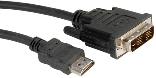 Kabel DVI-D (24+1) - HDMI male/male  2 meter, Roline Gold