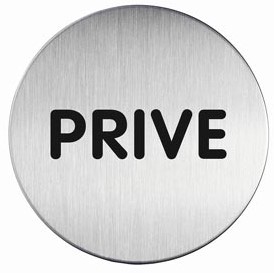 Deurplaatje zelfklevend ø83mm - privé