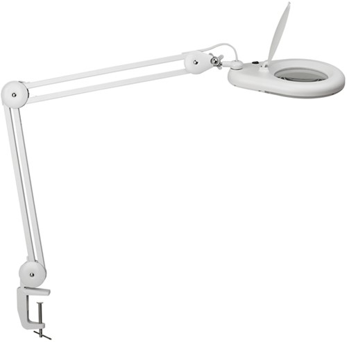 Bureaulamp Maul Viso loep led klem wit