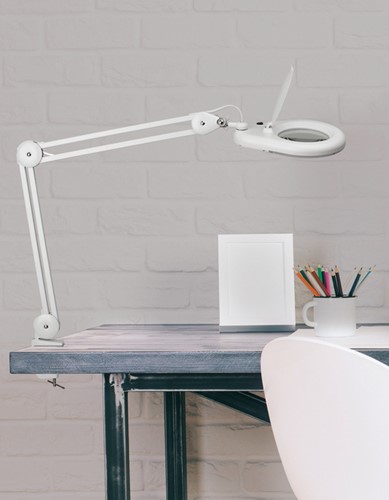 Bureaulamp Maul Viso loep led klem wit-3