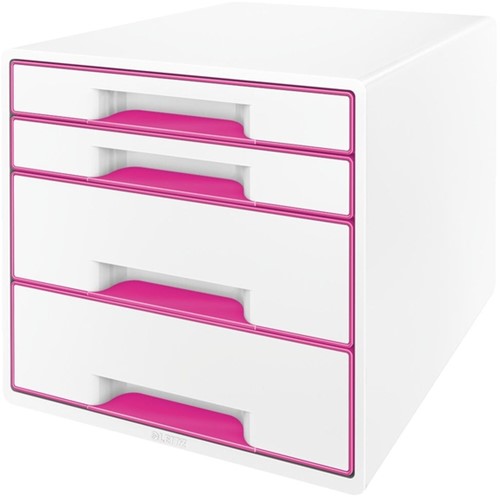 Ladekastje Leitz WOW 4 laden wit/roze