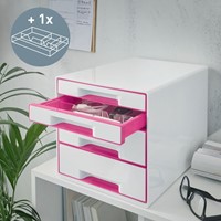 Ladekastje Leitz WOW 4 laden wit/roze-2