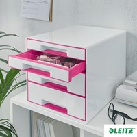 Ladekastje Leitz WOW 4 laden wit/roze-1