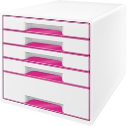 Ladekastje Leitz WOW 5 laden wit/roze