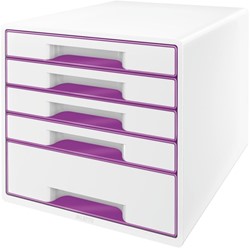 Ladekastje Leitz WOW 5 laden wit/paars