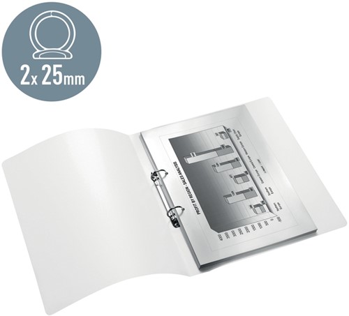 Ringband Leitz WOW A4 2-rings O-mechaniek 25mm PP wit-3