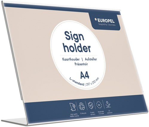 Kaarthouder Europel A4 liggend L-standaard acryl