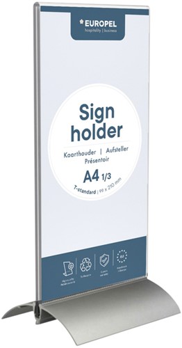Kaarthouder Europel 1/3 A4 T-standaard acryl aluminium