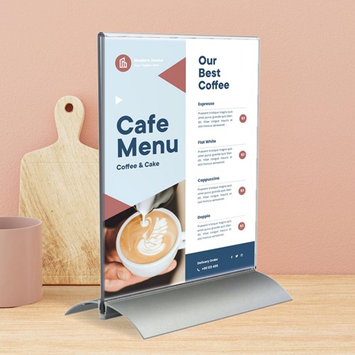 Kaarthouder Europel A4 staand T-standaard acryl aluminium-3