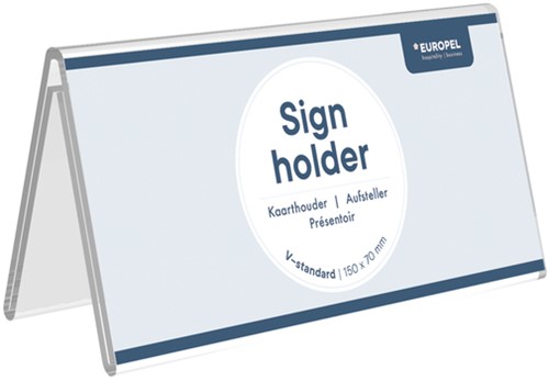 Tafelnaambord Europel V-standaard 210x100mm acryl