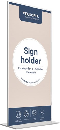Kaarthouder Europel 105x210mm staand T-standaard acryl