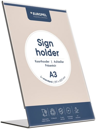 Kaarthouder Europel A3 staand L-standaard acryl