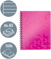 Notitieboek Leitz WOW A5 spiraal lijn pp roze-1