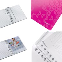 Notitieboek Leitz WOW A5 spiraal lijn pp roze-2