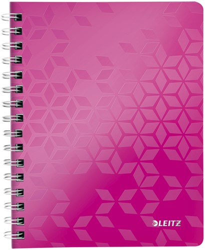 Notitieboek Leitz WOW A5 spiraal lijn pp roze