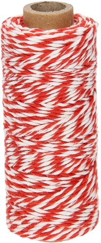 Touw katoen 50gr 45 meter rood/wit