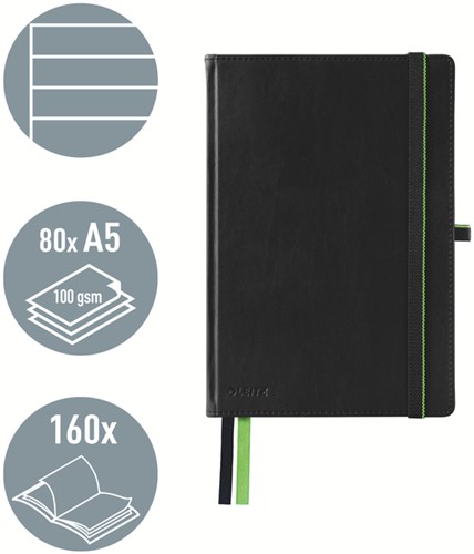 Notitieblok Leitz complete hardcover A5 lijn zwart
