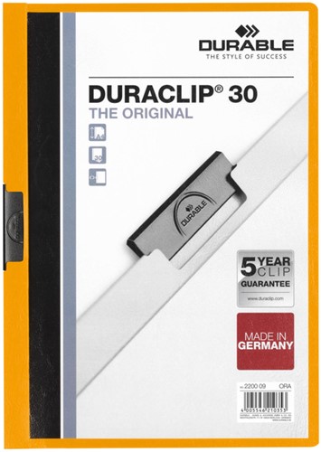 Klemmap A4 Duraclip 2200 30vel oranje