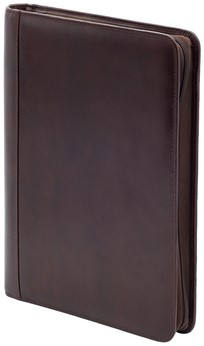 Schrijfmap A4 4R 25mm met blok leer bruin -2