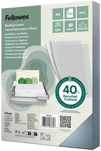 Voorblad Fellowes A4 PVC 150micron 100stuks