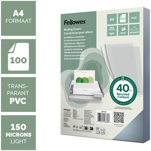 Voorblad Fellowes A4 PVC 150micron 100stuks-2
