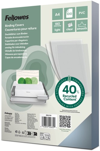 Voorblad Fellowes A4 PVC 180micron 100stuks