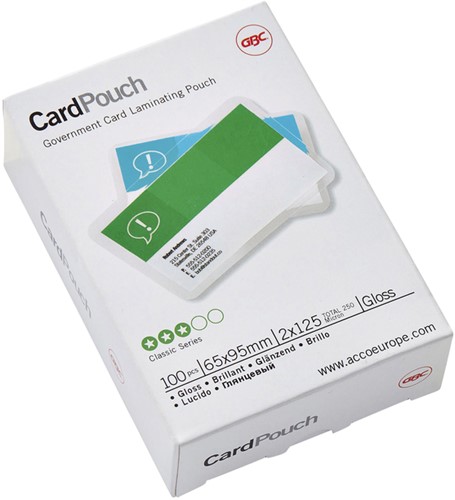 Lamineerhoes  65x 95mm 2x125mic GBC overheidscard ds/100